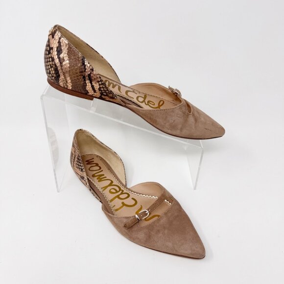 Sam Edelman Womens Brown Suede Metallic Reptile heel Slip on Flat Size 7.5 - Picture 1 of 13